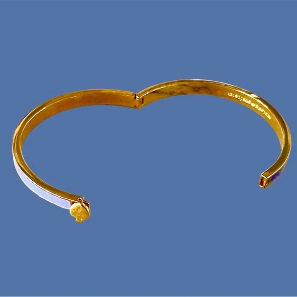 kate spade EUC Bracelet Gold w/Lavender Enamel/hinged w/Spade click closure - Picture 4 of 11